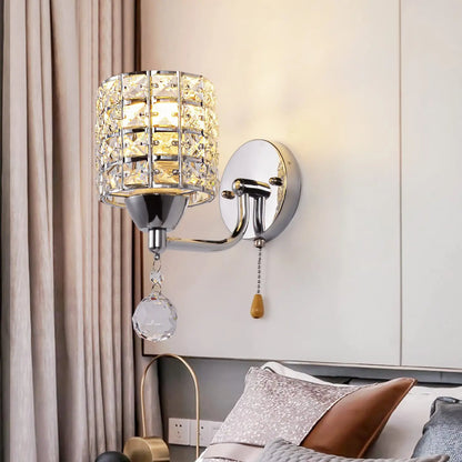 Crystal Wall Lamp – Gold/Silver Decorative Sconce Light for Bedroom & Living Room