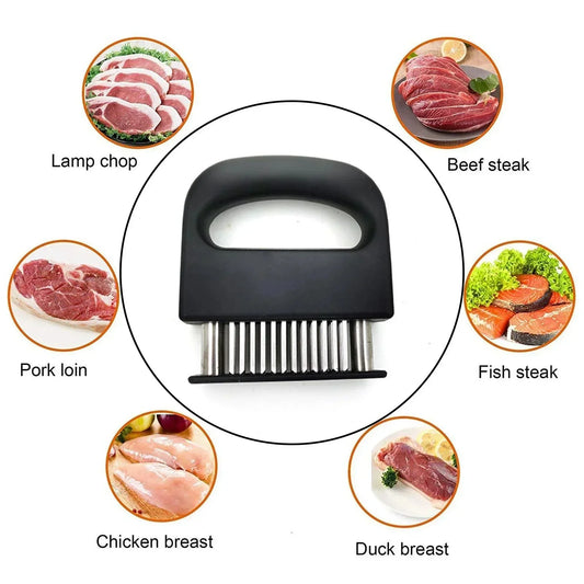 1 ablandador de carne retráctil de acero inoxidable con 48 cuchillas, herramientas de cocina para ablandar carne, martillo de carne.