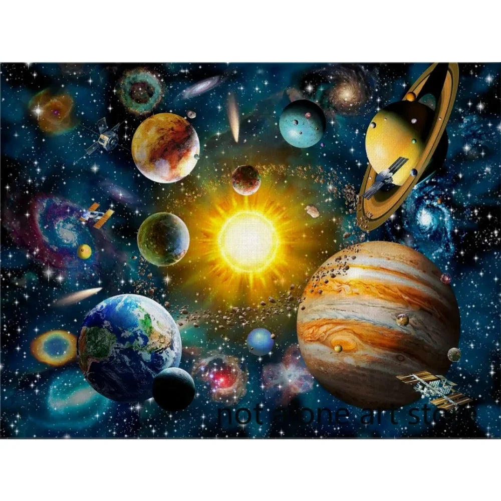 Classique Moderne, Art Mural, Cosmos Système Solaire Planètes Soleil, Affiche Toile Imprimée HD, Décoration Maison Salon Chambre