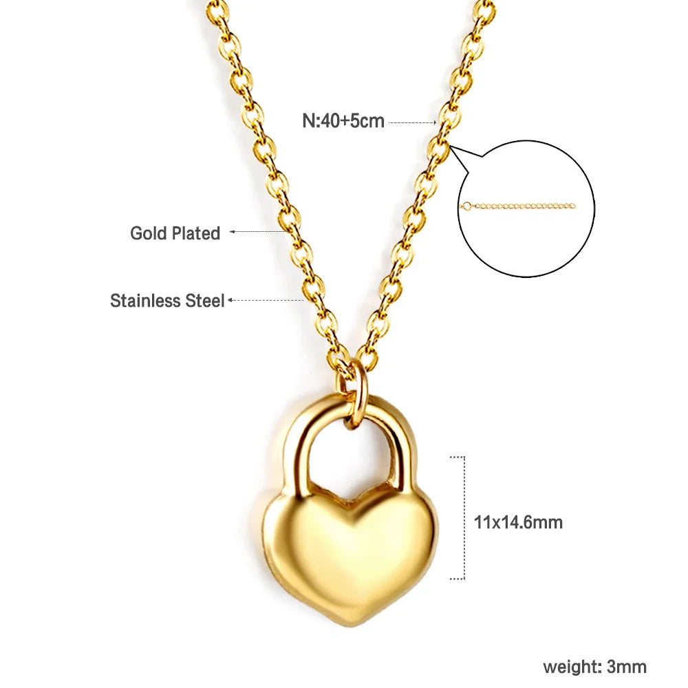 ASONSTEEL Heart Pendant Necklace | Romantic Gold Stainless Steel Choker for Women