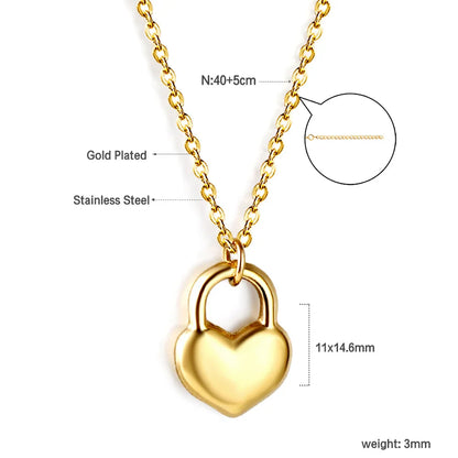 ASONSTEEL Heart Pendant Necklace | Romantic Gold Stainless Steel Choker for Women
