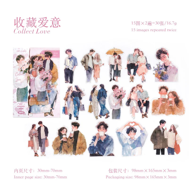 Yoofun 30pcs Cute Girl Happy Life Stickers | Journaling Scrapbook Planner Decor