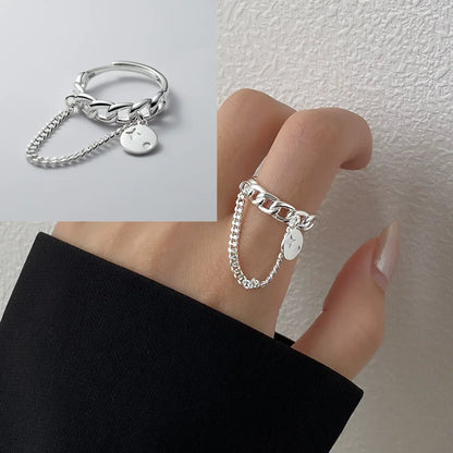 PANJBJ Real 925 Sterling Silver Retro Round Ring | Vintage Fine Jewelry for Women