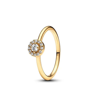 Gold Sun Heart Bow Ring | 925 Sterling Silver Zircon Ring for Women
