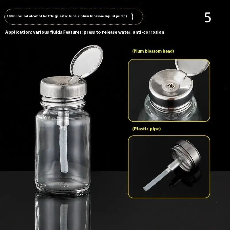 Glass Nail Polish Bottle with Pump | Refillable Dispenser for Remover and Cleaner