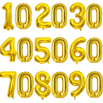 Gold Number Balloons for Milestone Birthdays | Large 40 Inch Foil Set