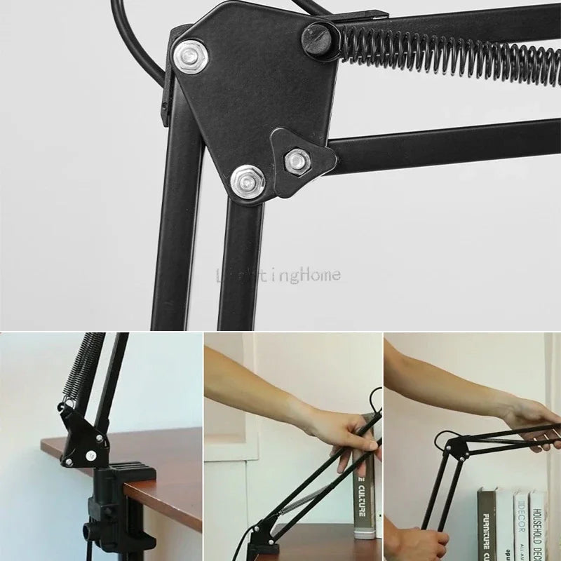 LED Clip Desk Lamp | Eye-Care Folding Long Arm Study & Work Light