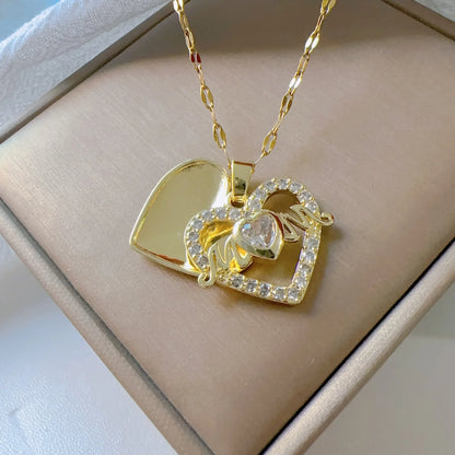 Crystal Heart Mama Necklace | Stainless Steel Pendant Jewelry for Mom