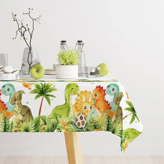 Nappe Jetable Anniversaire Dinosaure Décoration Fête d'Anniversaire Garçon Bébé Douche Jungle Dino Fournitures de Nappe de Fête