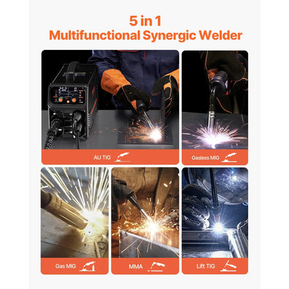 SucceBuy 5-in-1 MIG Welder 200Amp Multi-Process MIG TIG Stick Welding Machine LCD