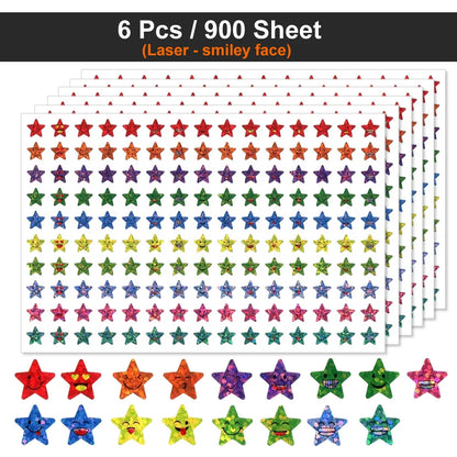 Happy Face Stars Reward Sticker Pack | 450-3000 Sheets for DIY Decor