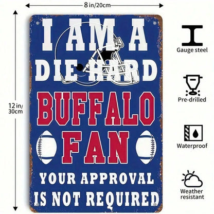 Buffalo Bills Metal Sign, Football Fan Cave Man Decor, Sports Bar Office Man Cave Wall Plaque