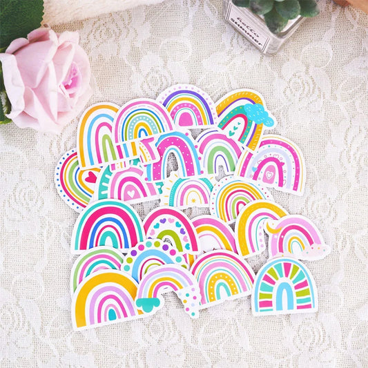 Rainbow Vinyl Stickers for Water Bottles Laptop Cup Phone | 50 Pack Cute Decals