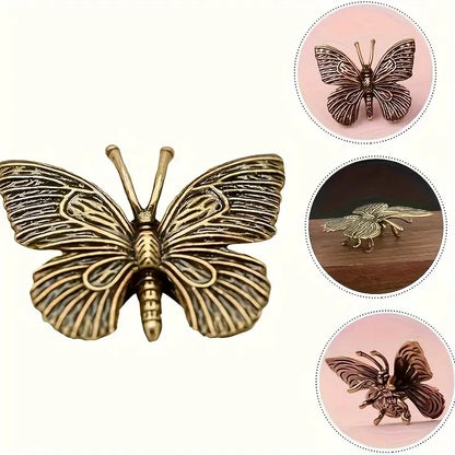Home Decor Elegant Solid Brass Butterfly Statue - Versatile Indoor/Outdoor Decor for Home, Office, and Living Spaces
