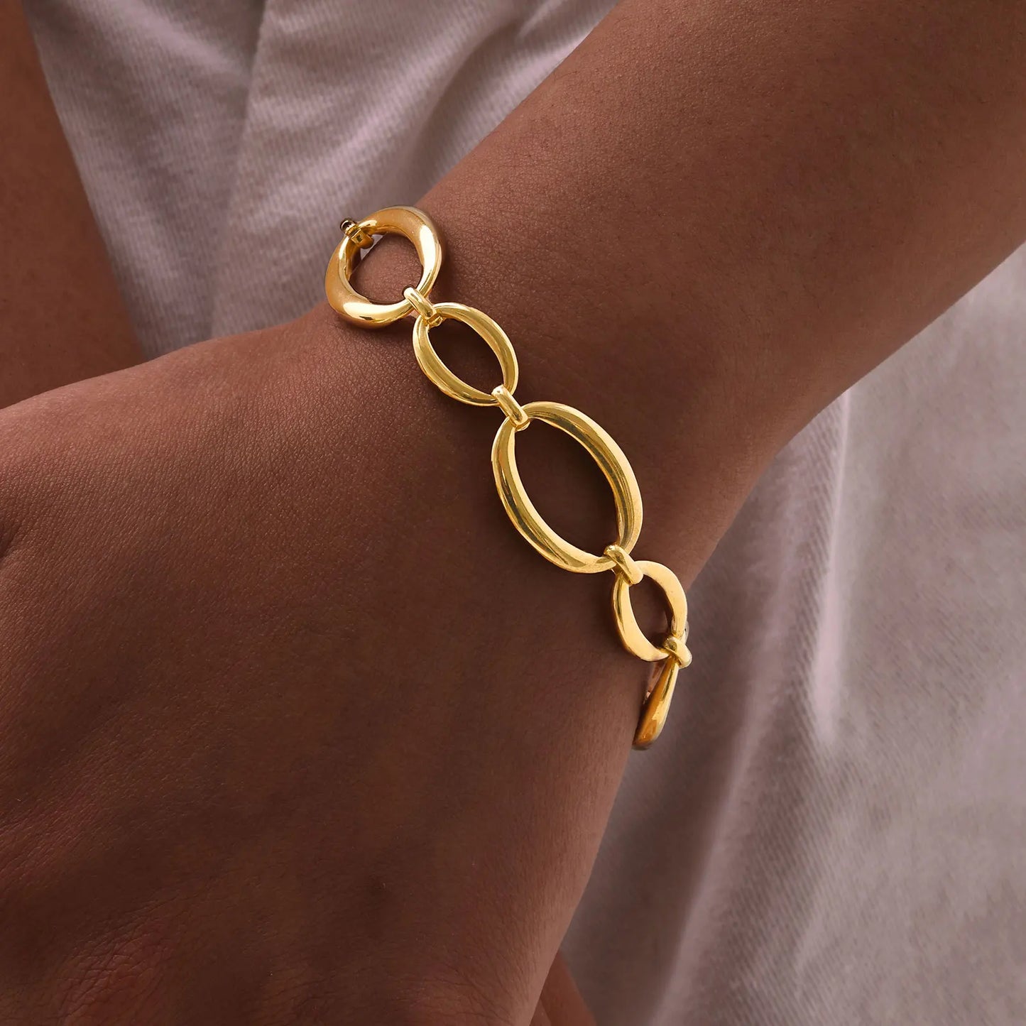 Elliptical Chain Bracelet for Women | Handmade Stainless Steel Jewelry