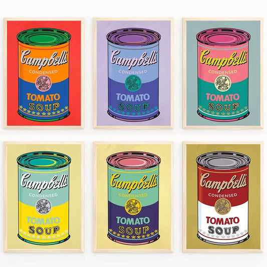 Andy Warhol Pop Art Tomato Soup Poster Canvas Painting Vintage Kitchen Art Aesthetic Decor Home Room Wall Decoration Retro Decor