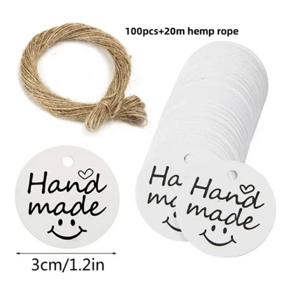 100pcs Kraft Tags with 20m Jute Twine | Handmade Gift Tag Set