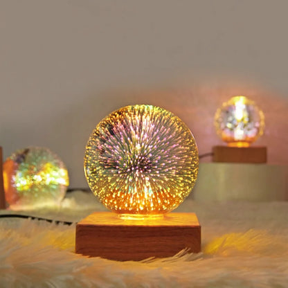 3D Firework LED Night Light | Starry Sky Glass Ball Table Lamp for Home Decor