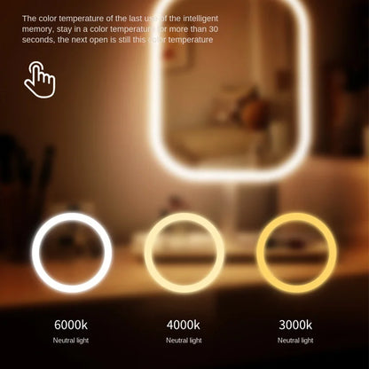LED Makeup Vanity Mirror with 3 Color Lights – Touch Control for Bedroom & Desk