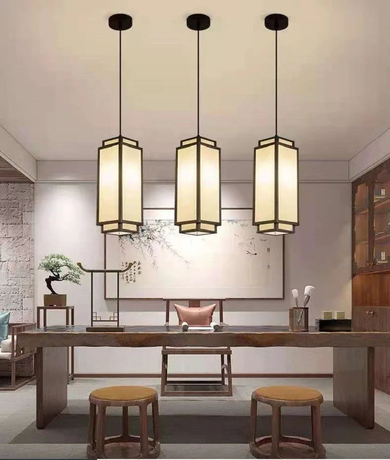 Nouveaux pendentifs chinois pour salon, salle à manger, allée, entrée, luminaires en tissu pour plafonnier moderne