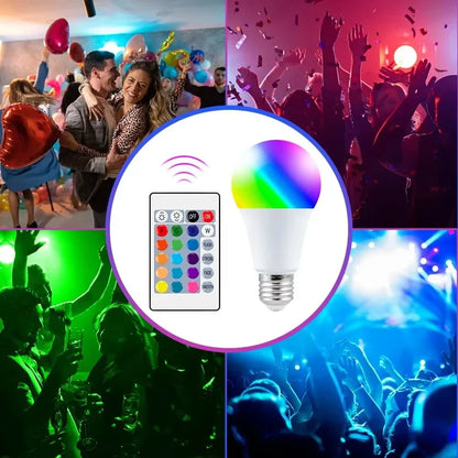 RGB LED Light Bulb E27 Remote Control Dimmable 16 Color Smart Lamp