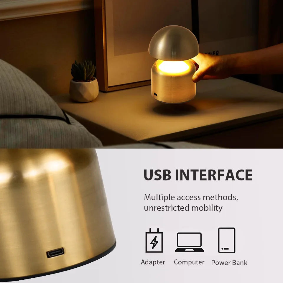 Touch LED Table Lamp USB Rechargeable 3 Color Dimming Bedside Night Light