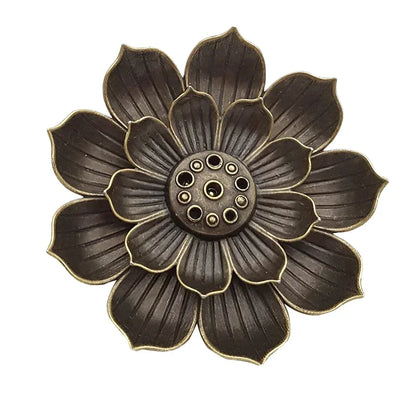Porous Lotus Incense Holder Tray | Zen Metal Sandalwood Incense Burner Plate