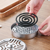 Stainless Steel Mosquito Coil Holder with Cover | Round Mosquito Coil Tray