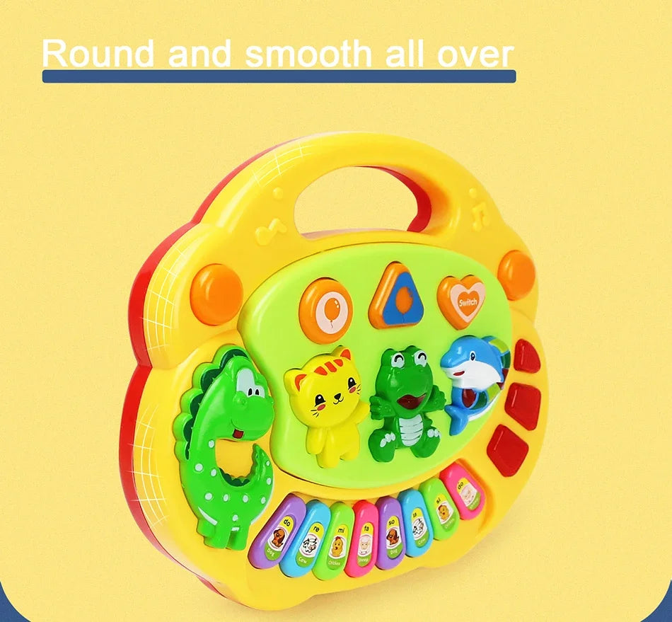 Jeu de piano-clavier de dessin animé pour enfants avec musique lumineuse clignotante Sons d'animaux Jouets musicaux pour bébés Jouets éducatifs Cadeaux pour enfants