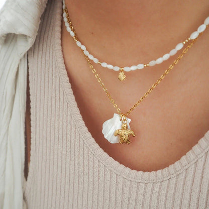 Gold Starfish Pendant Necklace for Women | Stainless Steel Beach Jewelry