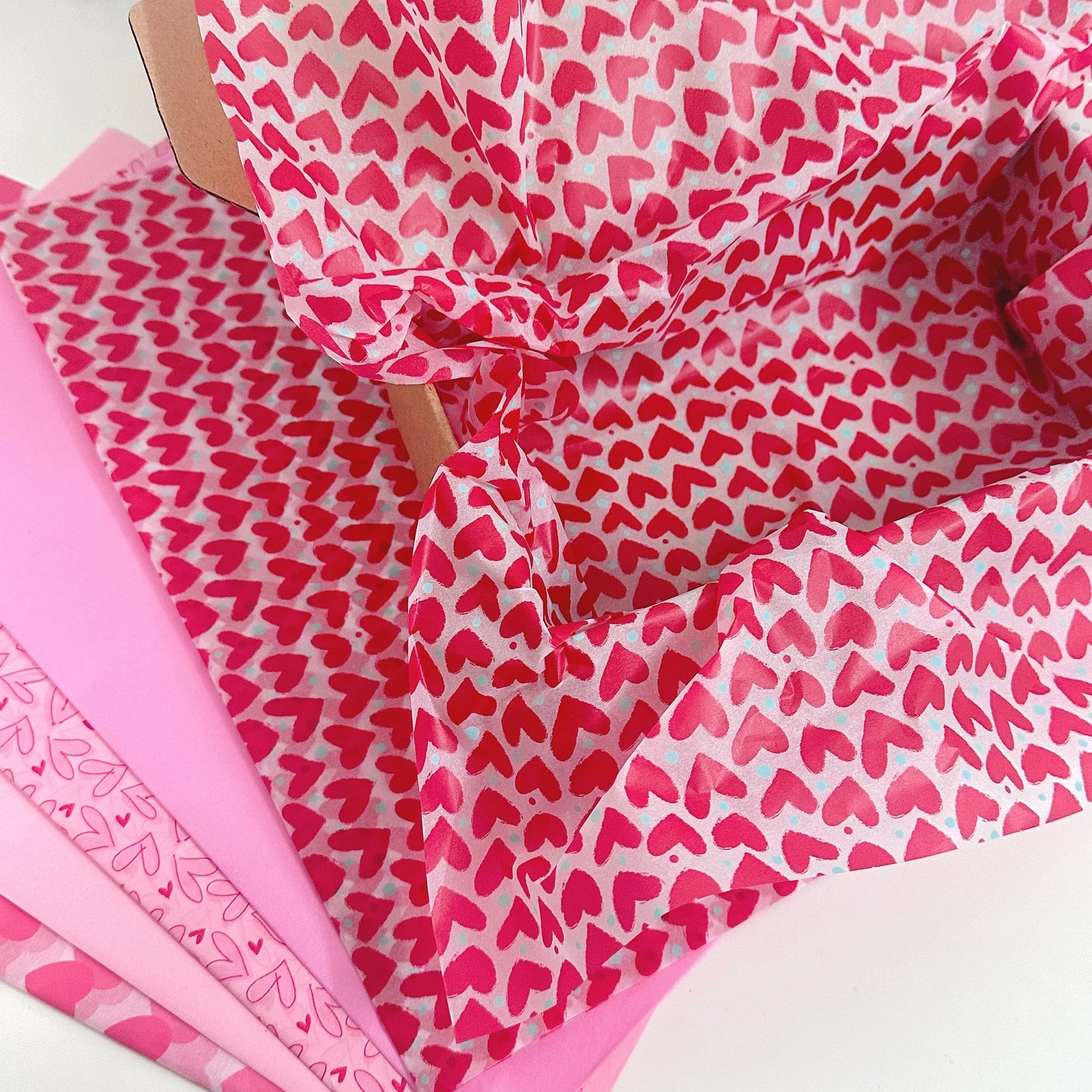 30 Red Heart Snowflake Gift Wrap Sheets | Wedding Valentine Birthday Packaging Paper
