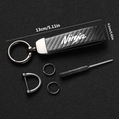 Kawasaki Carbon Fiber Keychain | Microfiber Leather Key Ring for Z400 Z900 Z800 Z750 Z1000 Z650 Z300 ZX10R ZX6R ER6N