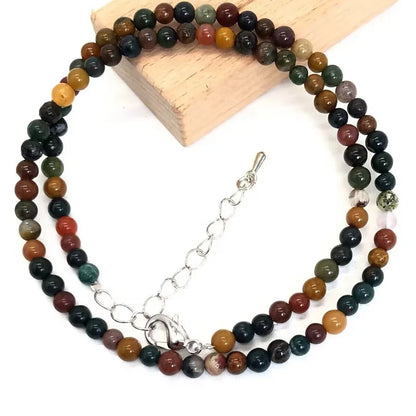2025 Natural Stone Crystal Choker Necklace | 4mm Bohemian Adjustable Choker