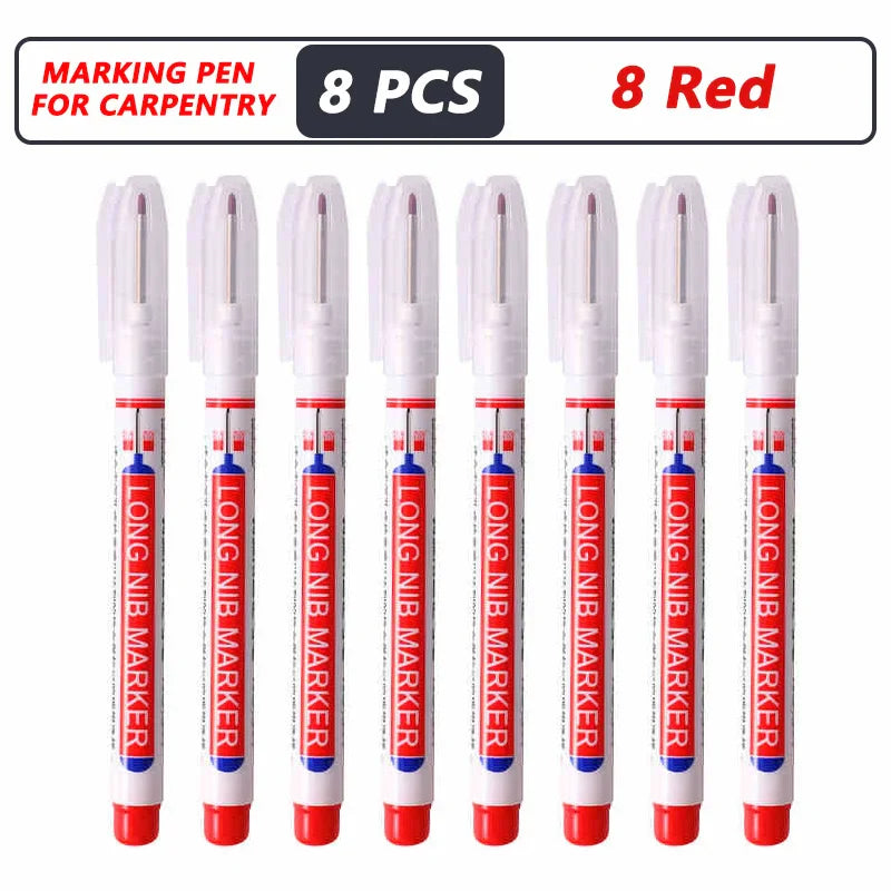 Deep Hole Long Nib Markers for Metal Wood Tile | 8-Pack Waterproof Marking Pens