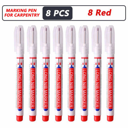 Deep Hole Long Nib Markers for Metal Wood Tile | 8-Pack Waterproof Marking Pens