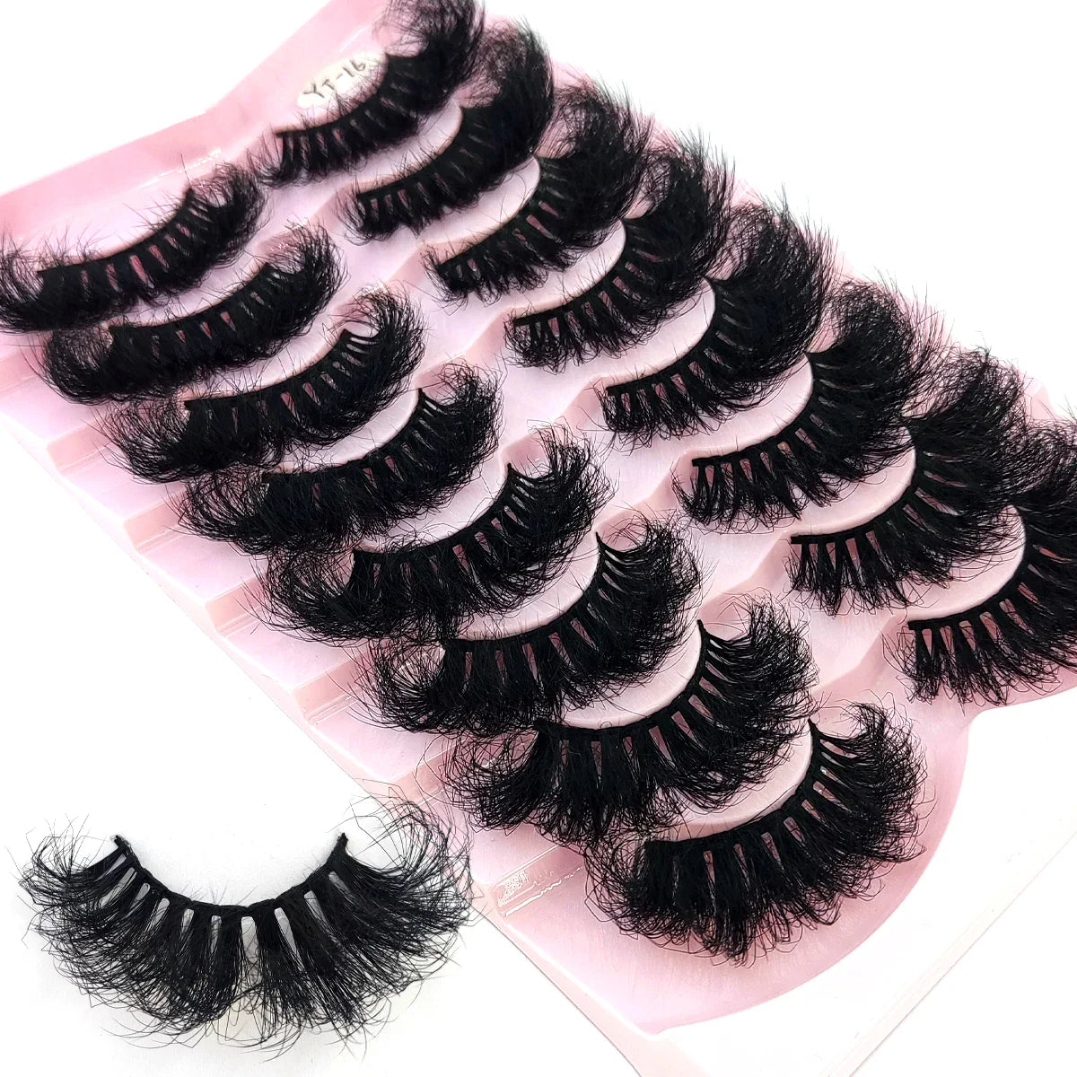 5-8 Pairs Natural Russian Striped Mink Lashes | 3D Volume Wavy False Eyelash Extensions