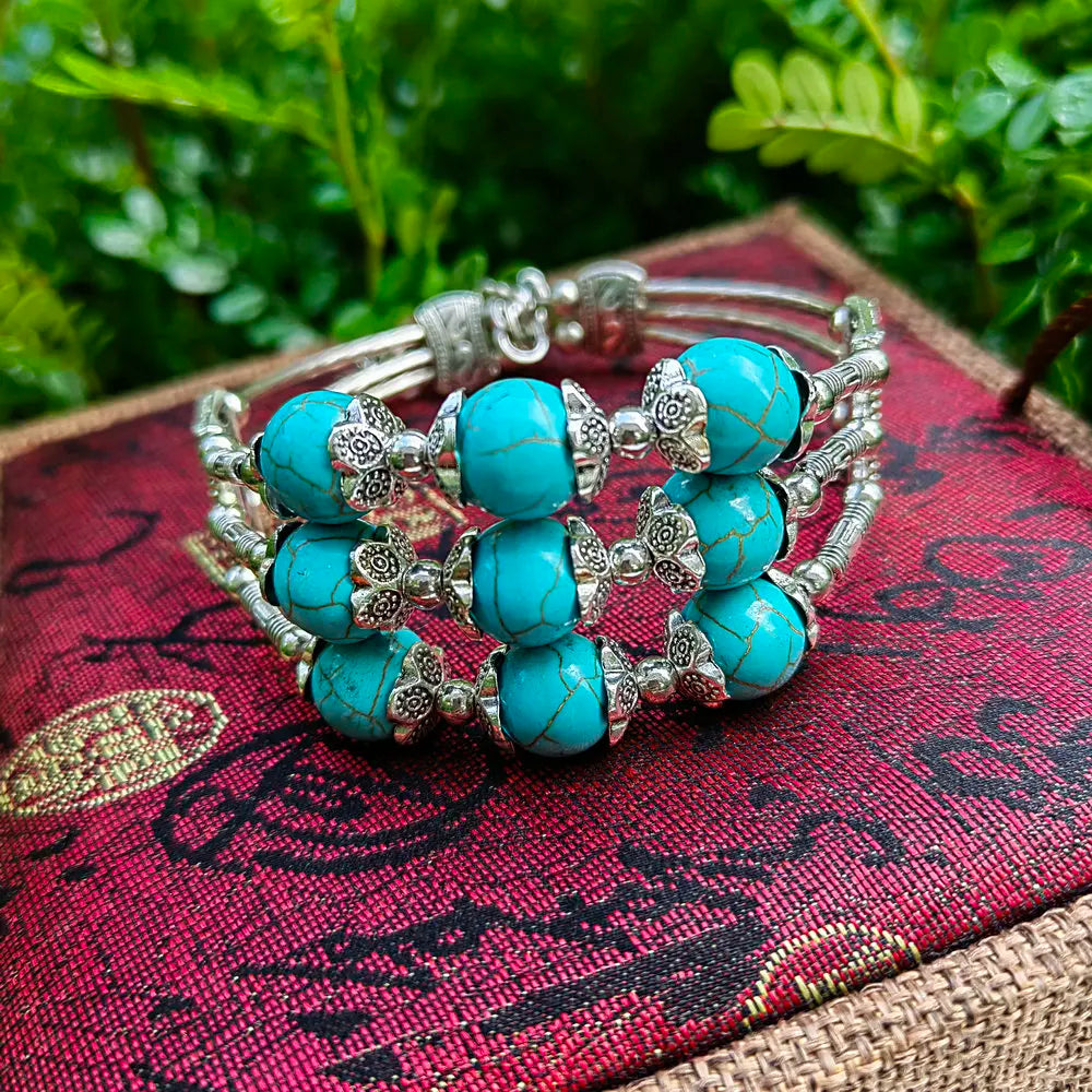 Nouveau Bracelet à Trois Rangs Style Ethnique Ridge
