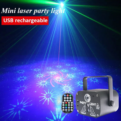 USB Laser Party Light Mini Projector 60 Patterns Sound Activated Disco Decor