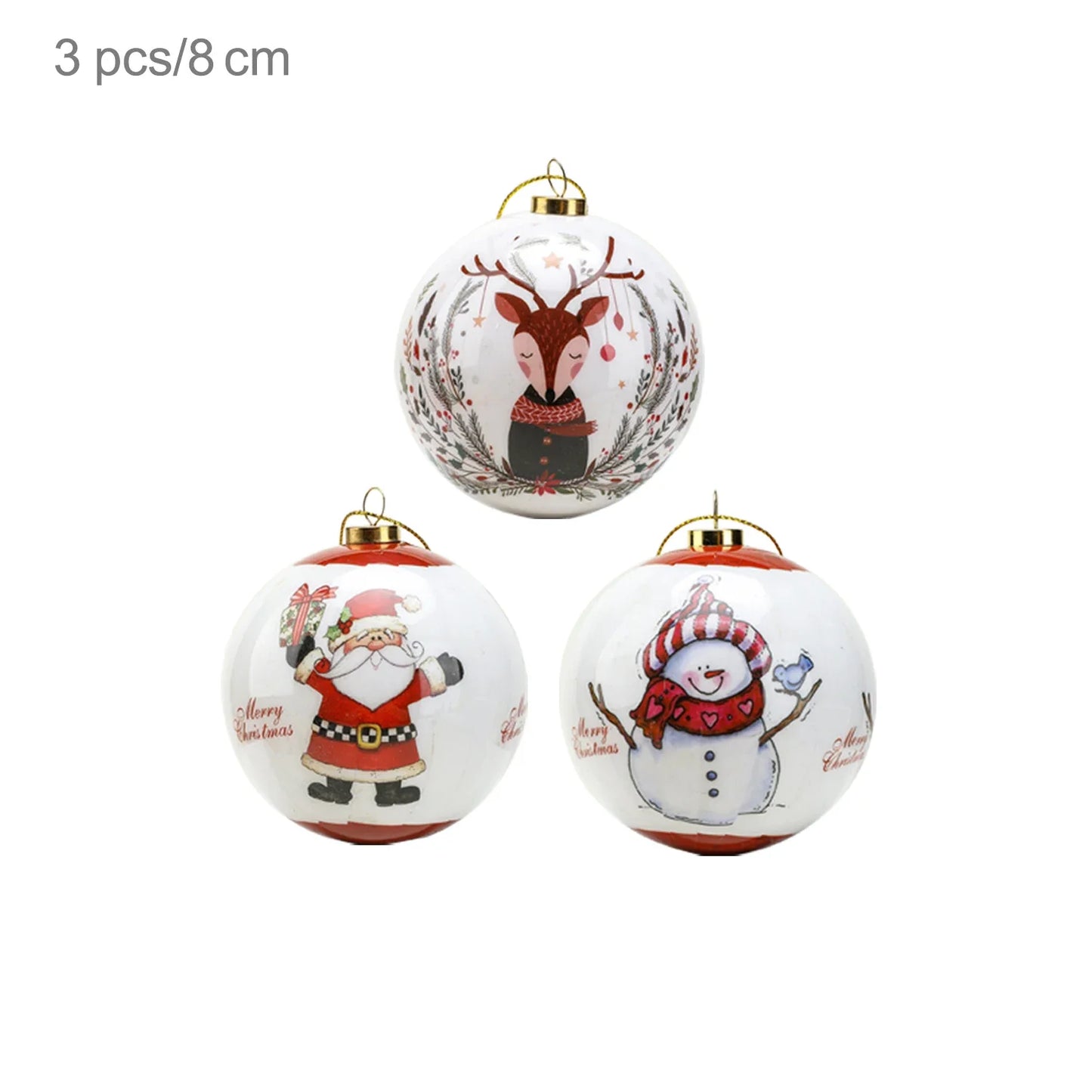 3 boules de Noël 8cm Cadeaux Originaux Décoration de Noël 2024 Décorations de Sapin de Noël Cadeau Pendentifs Boules