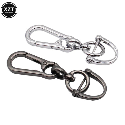 360 Degree D Shape Rotating Horseshoe Buckle Leather Braided Car Keychain | Auto Key Ring Pendant