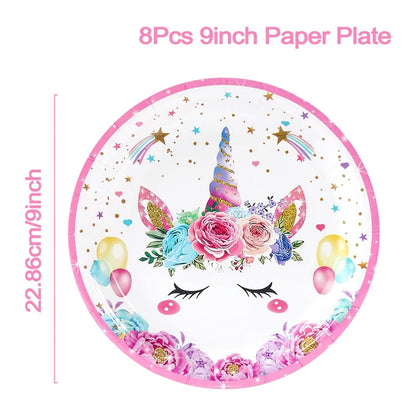 Unicorn Party Disposable Tablecloth Unicorn Birthday Party Decoration Girl Disposable Tableware Tablecloth Girls Baby Shower