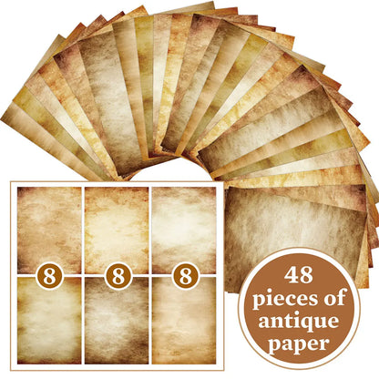 48 Sheets Vintage Scrapbook Paper Set | A4 Retro Junk Journal Collage Supplies