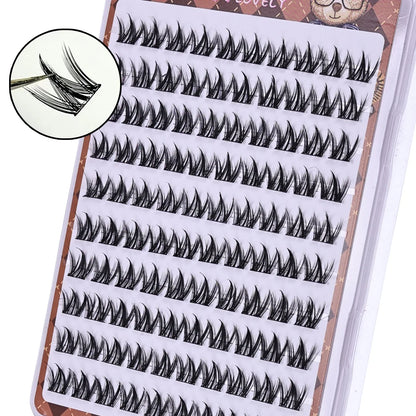 Glue-free Self-adhesive False Eyelashes | Voluminous Fluffy W-shaped Lash Clusters for DIY Manga Eyes