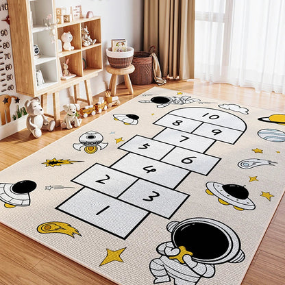 Alfombra de Pelo Cristal de VIKAMA para Habitación Infantil, Resistente a las Manchas, Lavable, para Dormitorio, Cama, Juego, Sala de Estar, Alfombra de Gateo, Decoración del Hogar