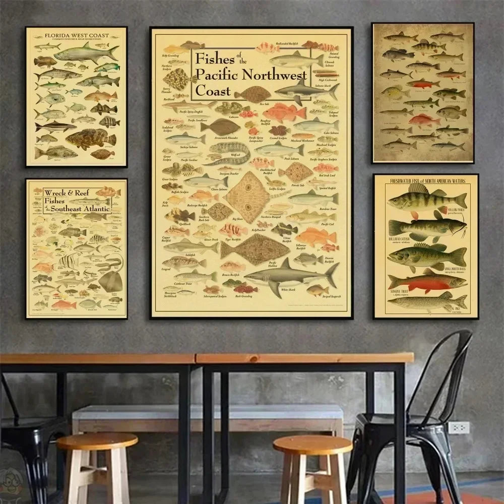 ACE Fishing Fish Sea Poster Mural Affiches et Posters Maison Salon Chambre Décoration Art Bar Café Tableau sans Cadre Affiche