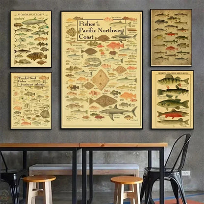 ACE Fishing Fish Sea Poster Mural Affiches et Posters Maison Salon Chambre Décoration Art Bar Café Tableau sans Cadre Affiche
