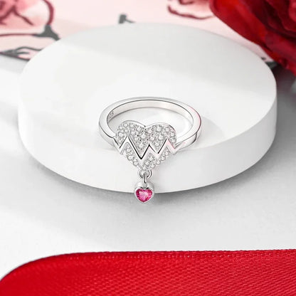 925 Sterling Silver Heart Ring | Sparkling Zircon Infinity Love Band