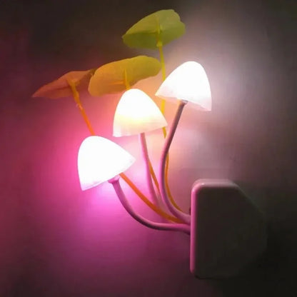 Mushroom Night Light with Light Sensor | 3 LED Colorful Bedside Lamp