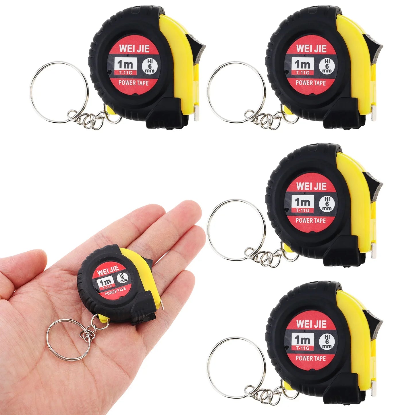 1pc/5pcs 3ft / 1m Green/Yellow Keychain Tape Measure for Quick Easy Measurements with Metric and Inch Scales, Mini Measuring Tape