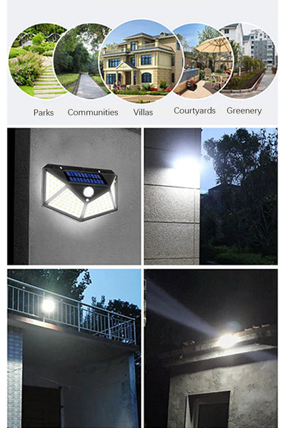 100 LED Solar Motion Sensor Light | Waterproof Outdoor Wall Lamp for Yard Security
